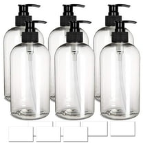 EZPRO USA Empty Pump Bottles 16oz 500ml Clear Round Plastic Bottle Dispenser 6Pack