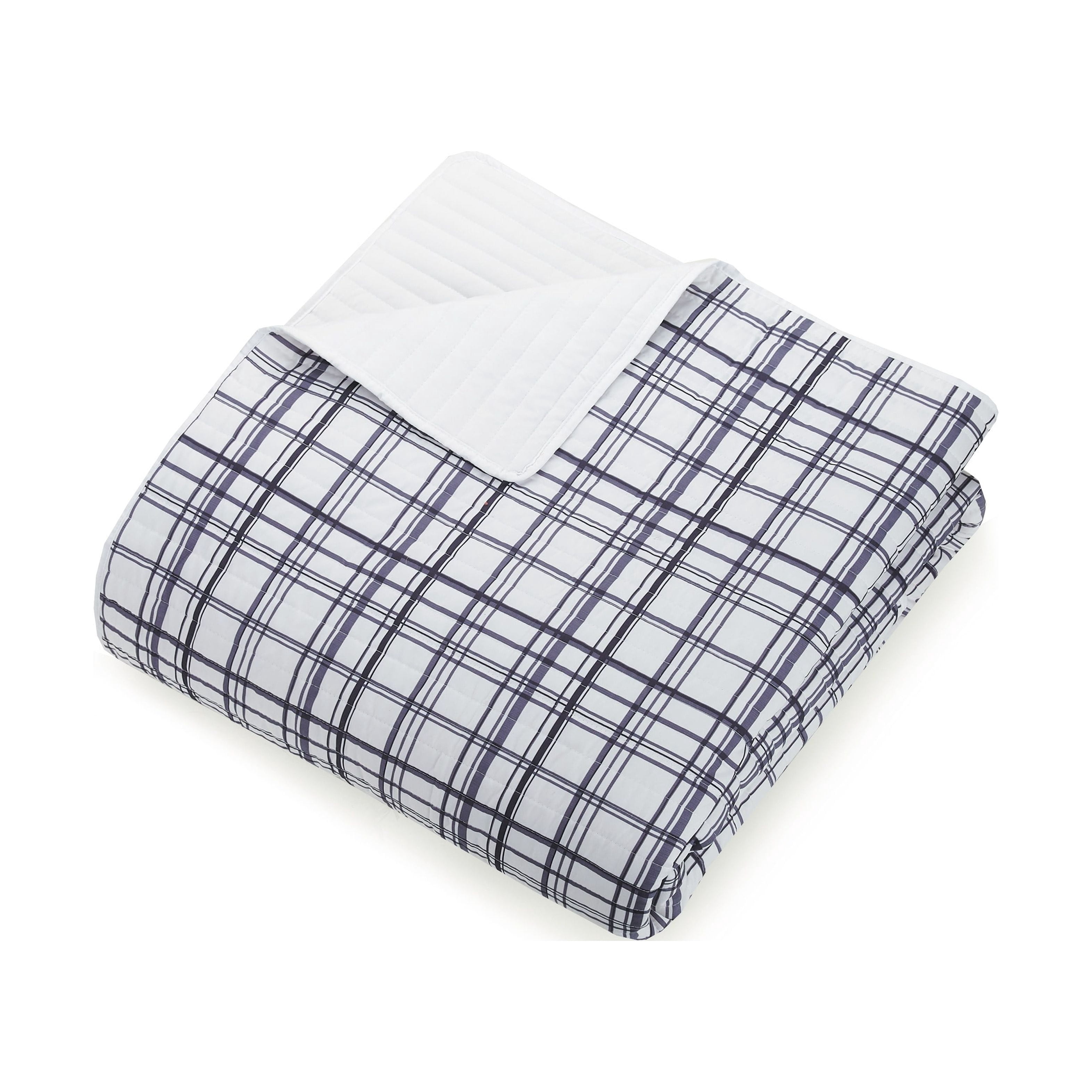 Urban Playground Kids and Teens Marquis Charcoal Plaid 3-Piece Quilt Set, Full/Queen