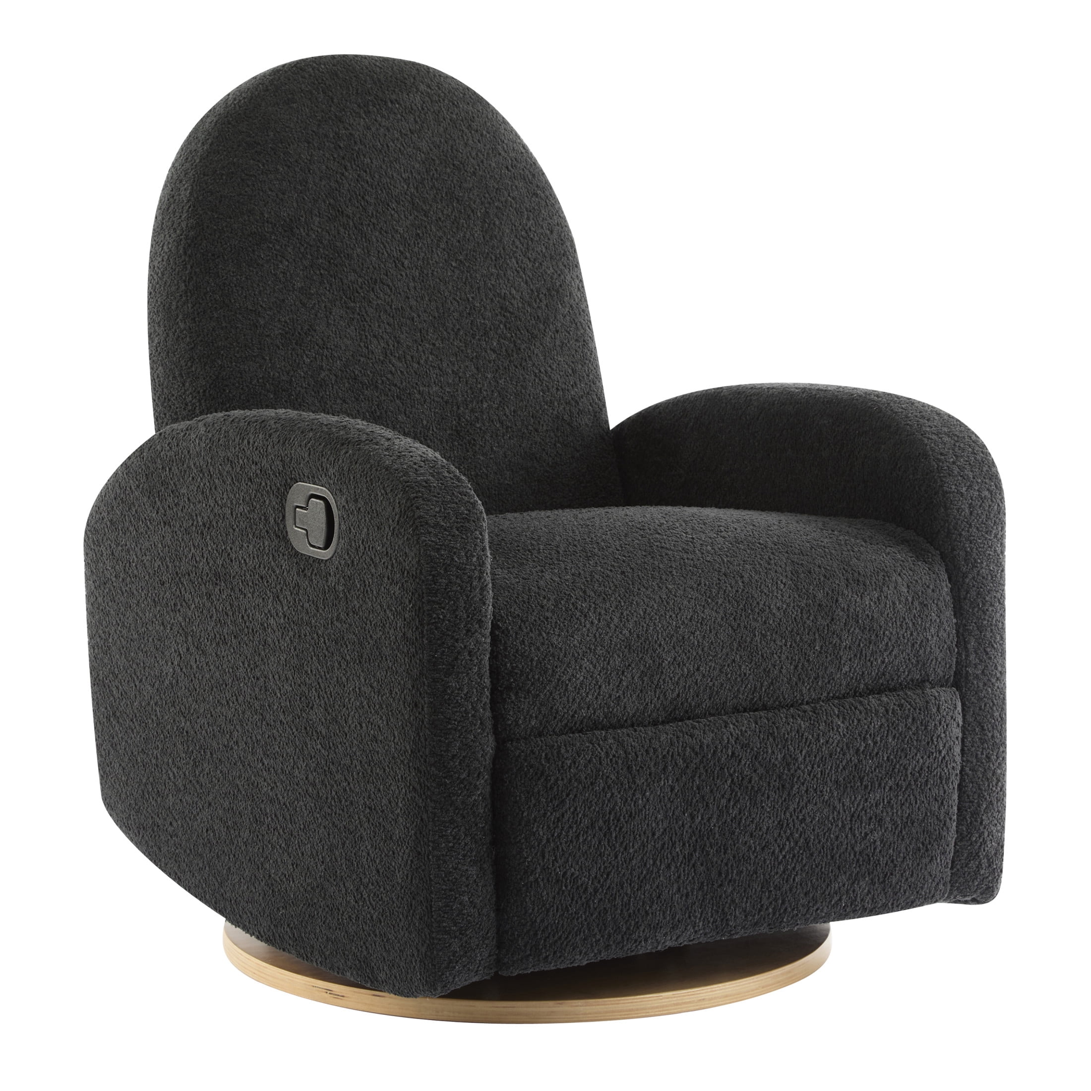Christopher Knight Home 360° Swivel Glider Recliner Chair, Upholstered Lounge Seat with Solid Wood Base, Black