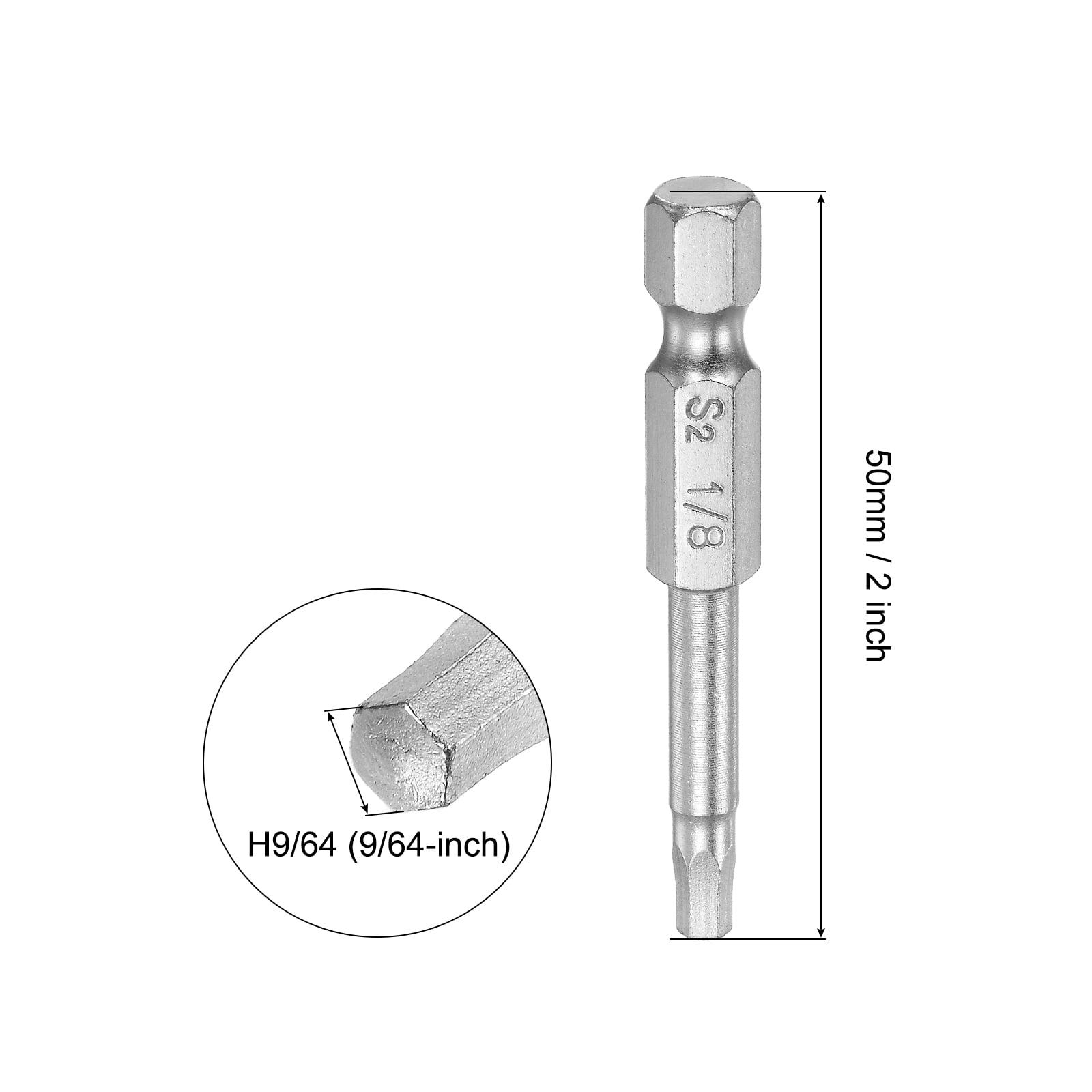 Unique Bargains Magnetic Hex Head Screwdriver Bit Shank S2 Steel Power Tool 9/64" 10 Pcs