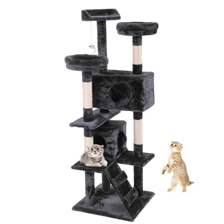 Coziwow Jaxpety 60" Cat Tree and Condo Scratching Post Tower, Black