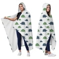 thumbnail image 2 of Wearable Blanket,Monochrome Dinosaur Silhouette Pattern Hooded Wearable Flannel Blanket for Adults & Teens,Winter Poncho Shawl Wrap Cape Cozy Anti-Pill,50"x60", 2 of 5
