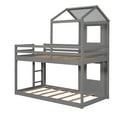 thumbnail image 4 of Bellemave House Bunk Bed, Wood Twin Over Twin Bunk Bed with Roof, Floor Bunk Bed with Ladder for Teen, No Box Spring Needed (White+Grey), 4 of 9