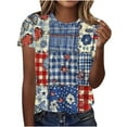 thumbnail image 2 of Cavosen 4th of July Tops for Women Petite Patriotic Short Sleeve Round Neck Tops American Flag Print T Shirts Lady XL Independence Day Casual Tops Funny 4th of July Tunic Tees 2025 Patriotic Clothes, 2 of 5
