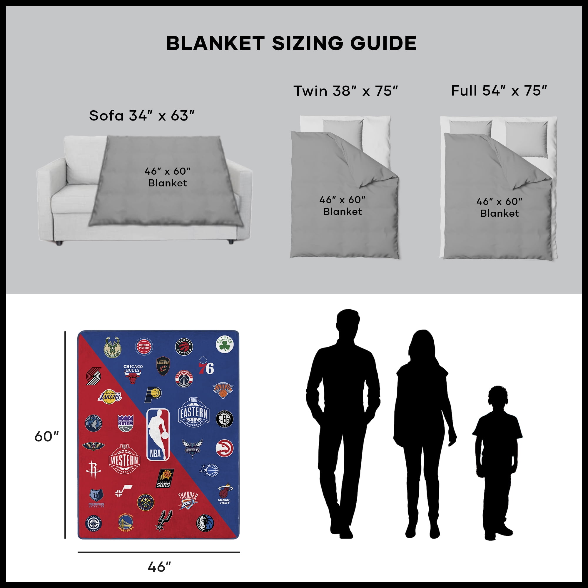 NBA E W Split Silk Touch Throw 46x60