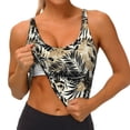 thumbnail image 4 of Lsque Black Palm Leaves Printed Women'S Sports Bra, Compression, Moisture Wicking, High-Impact Sports Bra For Women,Supportive sports bra-X-Large, 4 of 9