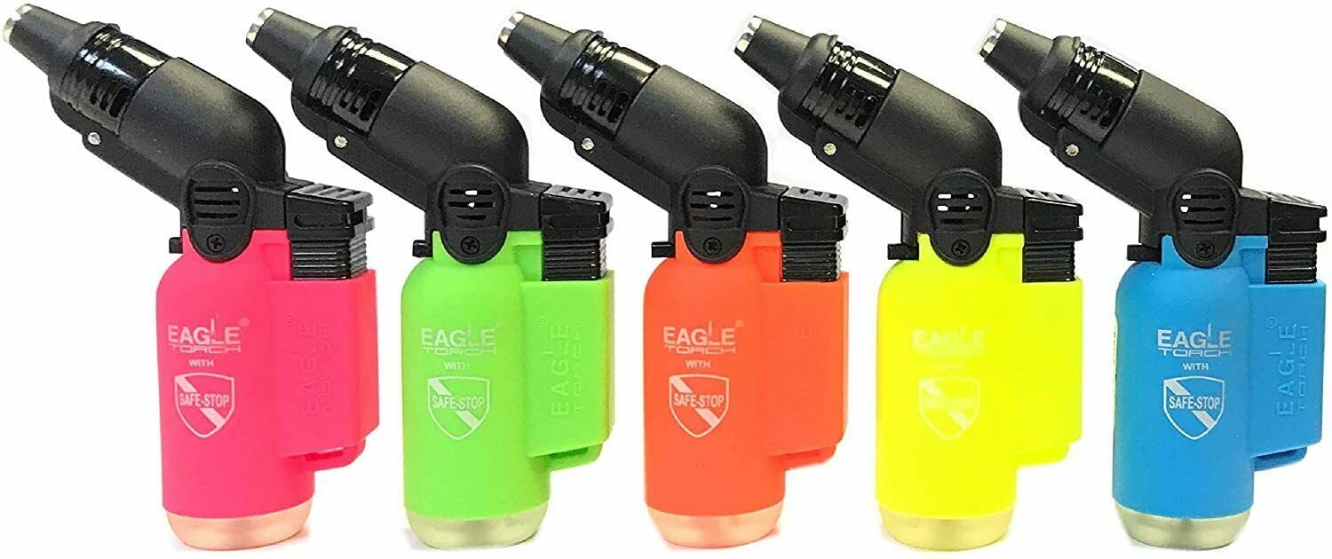 5-Pack 45 Degree Angle Jet Flame Butane Torch Lighter Refillable Windproof Cigar 