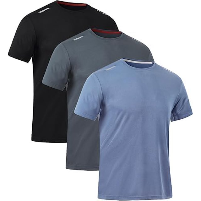 De 3 or 5 Camisas para Correr De Entrenamiento para Hombres,Camisetas De Secado Rápido con Cuello Redondo,Adecuado para Ejercicios De Fitness.