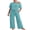 06-C-Haze Blue, variant on JWD Women's 2 Piece Pajama Set Off-Shoulder Short Sleeve Top And Wide Leg Lounge Pants Soft Cozy Sleepwear Loungewear Light Gray L