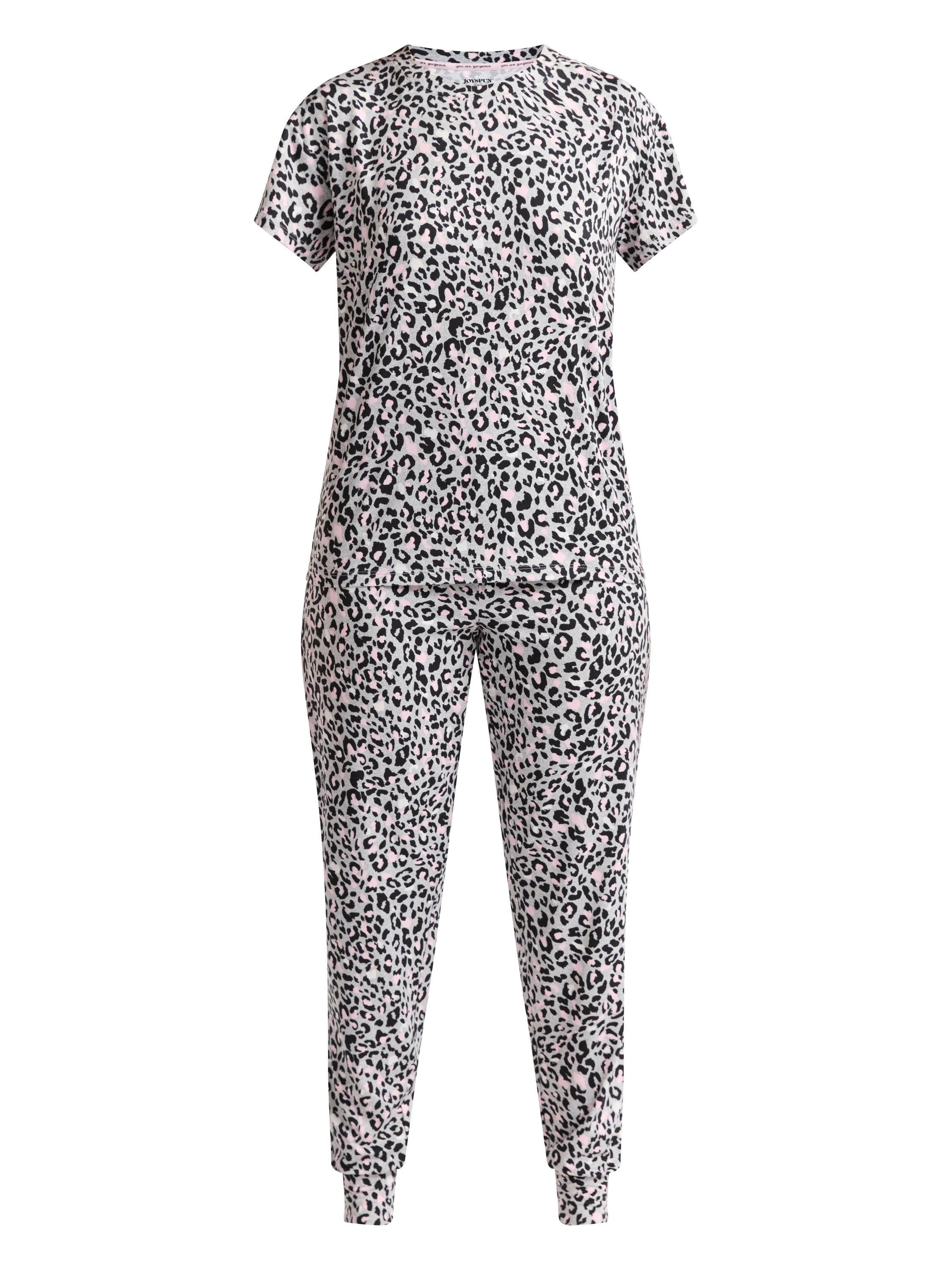 Joyspun Women's and Women’s Plus Sleep Tee and Joggers Pajama Set, 2-Piece, Sizes XS to 3X