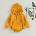 thumbnail image 2 of Okbabeha Newborn Baby Boy Outfits Warm Fleece Hoodie Romper Long Sleeve Bubble Sweatshirt Onesie Infant Fall Winter Clothes, 2 of 8