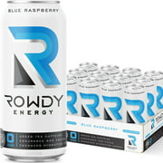 Rowdy Energy, Sugar Free Energy Drink, Blue Raspberry, 16 fl oz, 12 pack