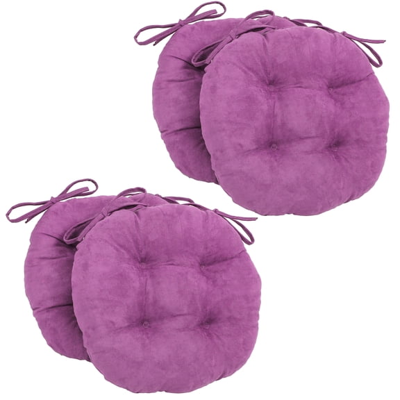Blazing Needles 16-inch Solid Microsuede Round Tufted Chair Cushions (Set of 4) 916X16RD-T-4CH-MS-UV