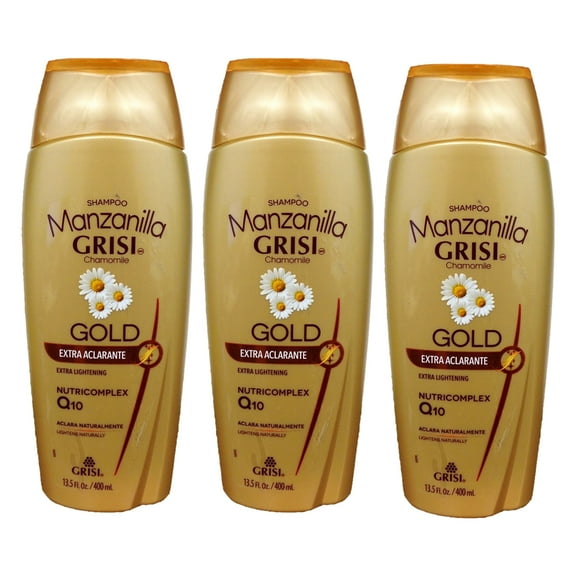 Grisi Manzanilla Gold Chamomile Shampoo. Natural Hair Lightening. Softens and Moisturizes. Enriched with Nutricomplex Q10. 13.5 fl.oz. Pack of 3