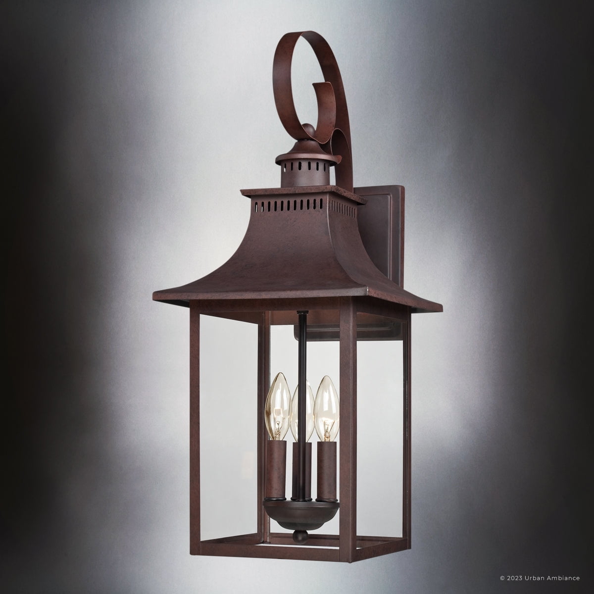 Luxury English Country Wall Sconce, Large Size: 23.25''H x 10.00''W, with Old World Style Elements, Copper Bronze Finish, UQL1754 from the Viersen Collection by Urban Ambiance