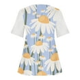 thumbnail image 5 of Wycnly Womens Tops Daisy Print Short Sleeve V-Neck Tee Shirts Summer Elegant Lace Trim Button Down Pullover Tunic Blouses Light Blue XXL Clothes, 5 of 5