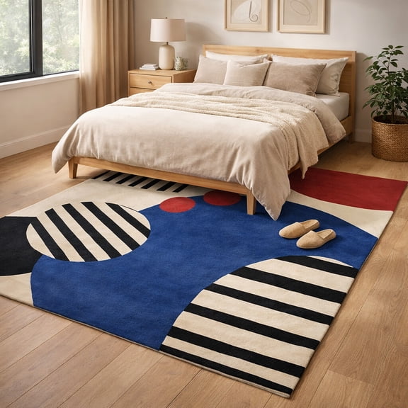 Handmade Tufted Area Rug 6x8 – Rectangular Carpet for Bedroom & Living Room | Soft Plush Handcrafted Accent Floor Rug