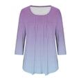 thumbnail image 7 of Jsaierl Tops for Women 3/4 Sleeve Summer Crew Neck Shirts Boho Gradient Petite Pleated Blouses Going Out Cotton T-shirts Top S-2XL, 7 of 7