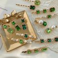 thumbnail image 2 of 5 PCS Rhinestone Bobby Pin Metal Hair Clips Green Crystal Hair Pin Decorations for Lady Women Girls, 2 of 6