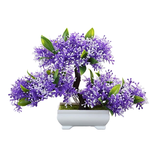 Bonsái artificial Planta artificial Decoración Escritorio Oficina Dormitorio Pequeño Falso Violeta