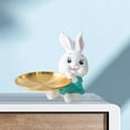 thumbnail image 4 of Sunjoy Tech Rabbit Figurine Tray Multifunctional Handmade Decoration Resin Adorable Rabbit Desk Storage Tray Living Room Supply, 4 of 7