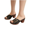 thumbnail image 3 of NOKIO Women's Beach Slope Heel Slippers Hollow Casual Slippers Slope Bottom Shoes Retro Sandals Women's Open Toe Heels Sandals Low Block Heeled Sandal Slip on Mules Comfortable Casual Dress Shoes, 3 of 6