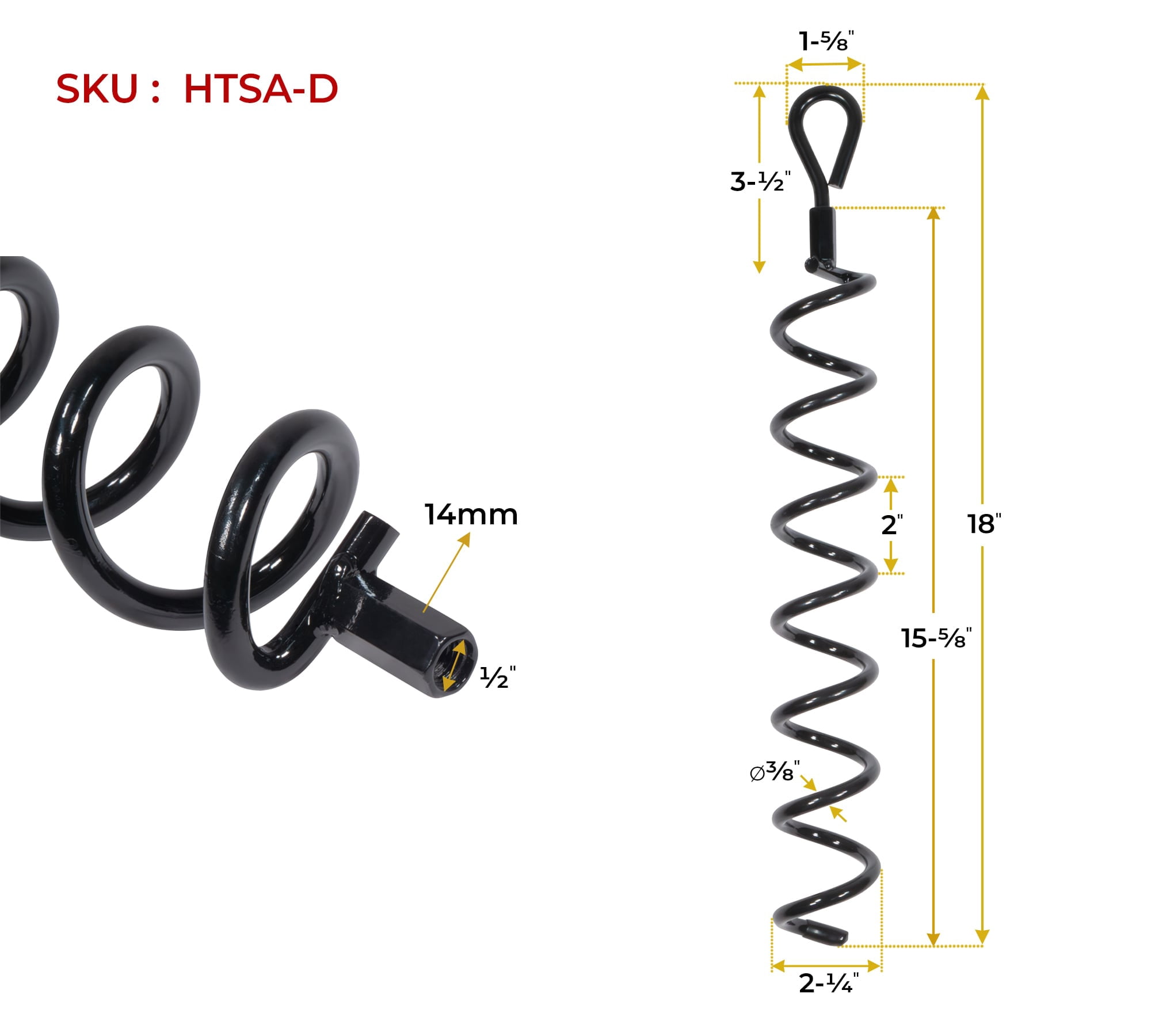 20 Pack 18 inches Spiral Shed Anchor Kit w/ Removable Eye Bolt - Steel Black Earth Auger Tent Stakes Heavy Duty Ground Screw Anchor for Securing Tents, Canopies, Tarps, Swing Sets