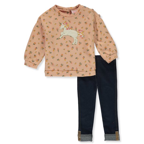 Little Lass Girls' 2Piece Unicorn Jeans Set Outfit pink, 3t (Toddler
