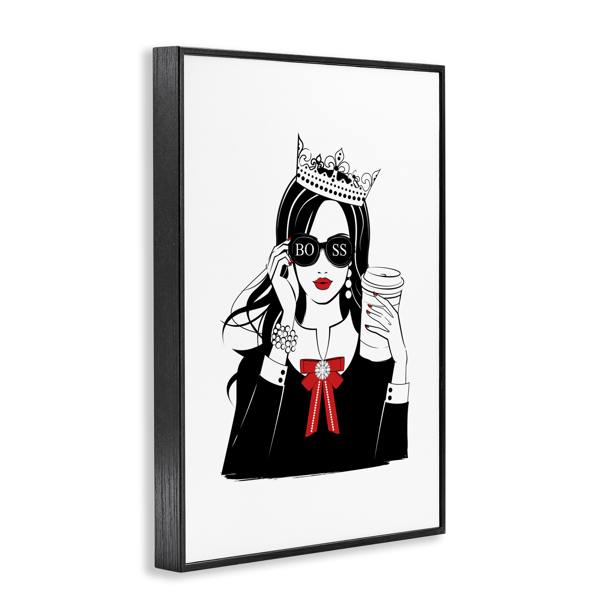 Stupell Industries Jeweled Girl Boss Novelty Painting Black Framed Art Print Wall Art, 12 x 18