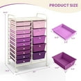 thumbnail image 2 of LYYHTY 15-Drawer Rolling Storage Cart, Multipurpose Movable Organizer Cart, Utility Cart for Home, Office, School, Purple Gradient, 2 of 9