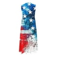 thumbnail image 5 of cocolona Womens 4th of July Dress Summer Casual America Flag Print Patriotic Long Maxi Dress V Neck Sleeveless Pleated Flowy Beach Sundress with Pockets, 5 of 7