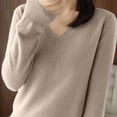 thumbnail image 6 of Aueoeo Women's Thin Sweater Soft Comfortable Long Sleeve Pullover Sweater Solid Color Lightweight Knit Tops, 6 of 7