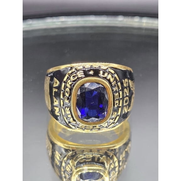 Customized Class Rings CZ Cushion Gemstone High School or College Graduation Bands -925 Sterling Silver and Yellow Gold Plated