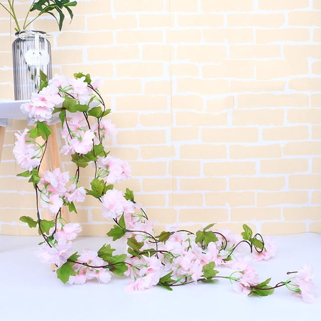 18-head Artificial Flower Garland Simulation flower garland Flower Rattan Wedding Party Hanging Fake Rattan, Light Pink
