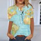 thumbnail image 2 of Moda mujer manga corta estampado botón bolsillo Casual Tops blusa Pompotops hfajkhk130393, 2 of 4