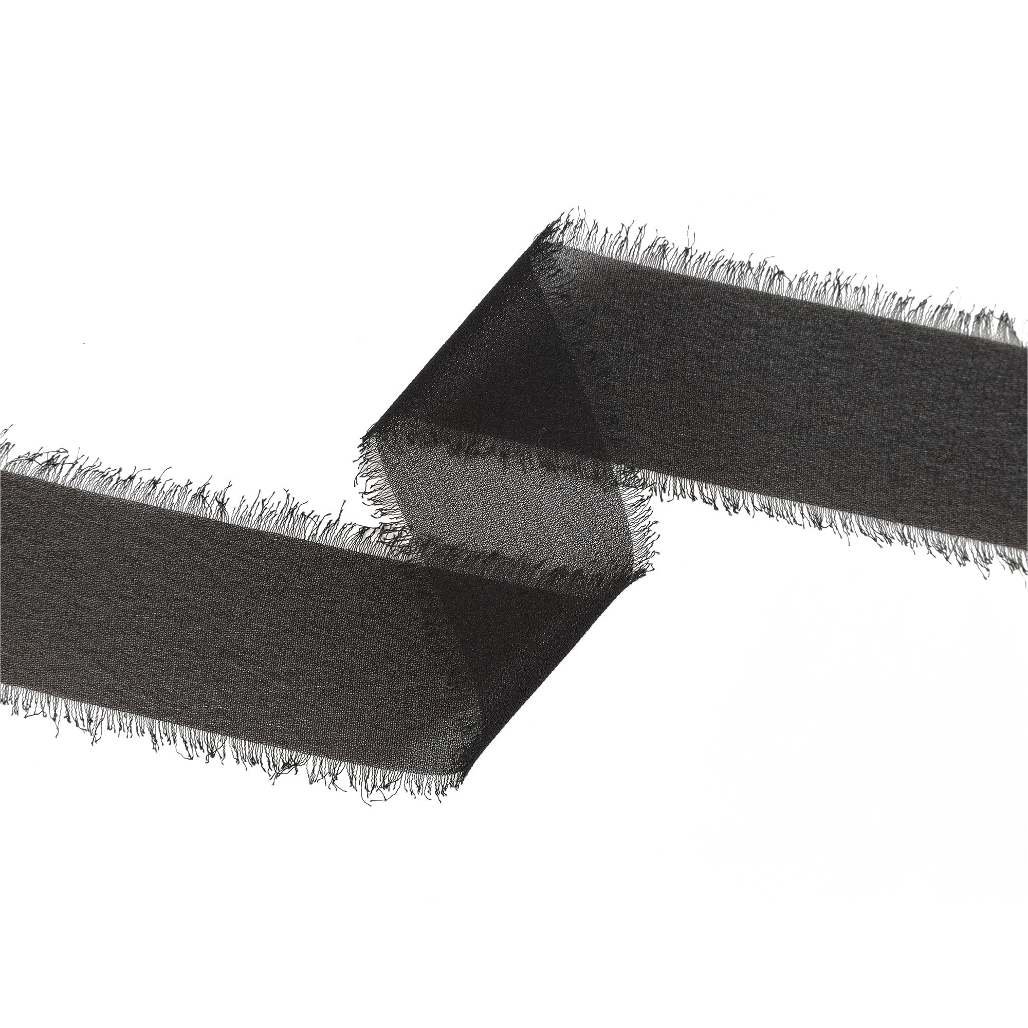 LaRibbons 1 1/2" Frayed Edge Chiffon Ribbon, Black, 10 Yard Roll