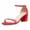Red, variant on YDN Women Elegant Round Open Toe Pearl Studded Single Strap Sandals Ankle Buckle Strap Block Low Heels Dressy Shoes Size 7 Green