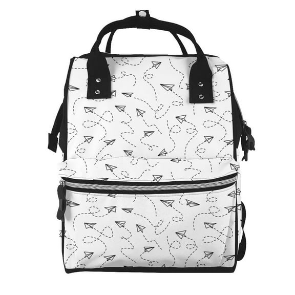 Fuzoiu Airplane Print Diaper Bag Backpack,Baby Essentials Travel Tote,Multi function Waterproof Diaper Bag, Travel Essentials Baby Bag - Unisex