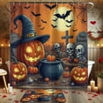 thumbnail image 4 of Halloween Printed Shower Curtain Set with 12 Plastic Hooks,Machine Washable Bathroom Accessories,Holiday Decor, Festive Gift, Home Decoration, Halloween Pumpkin Shower Curtain,Hookless Shower Curtain, 4 of 5