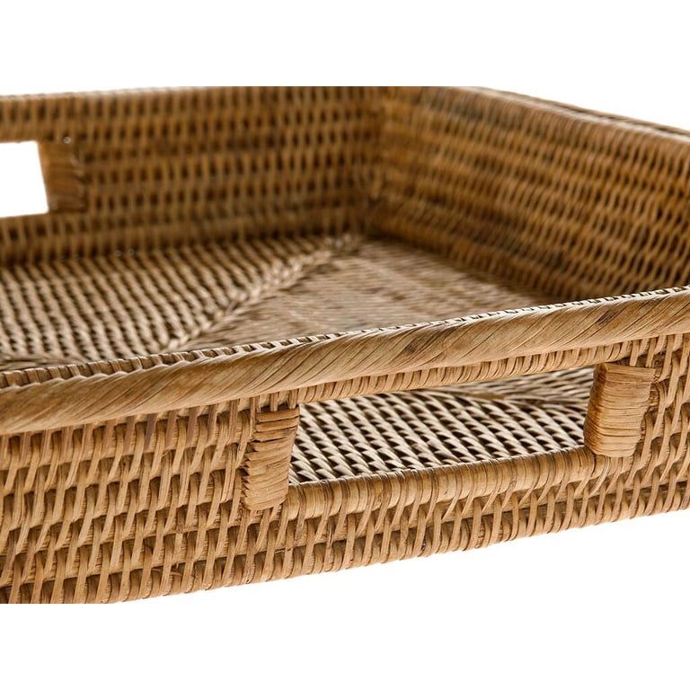 Kouboo La Jolla Rattan Tray - Extra Large Square Woven Tray For Coffee Table & Serving