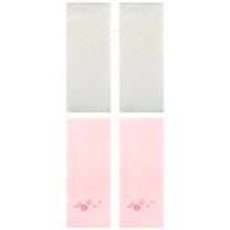 Unique Bargains 4 Pcs Bathroom Cotton Soft Hand Towels 13" x 29" Pink/Beige