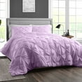 thumbnail image 2 of HNB Store 3pc Duvet Cover Set | 1000 TC Egyptian Cotton | Oversized Queen Size Duvet Cover with 2 Pillowcases | Lilac | Pinch, 2 of 8