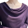 thumbnail image 4 of Lenpel Women's Long Sleeve Tops Cowl Neck Solid Color Casual T-Shirts Loose Tunic Blouses Going out Tee Shirts(Purple,X-Large), 4 of 5