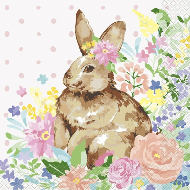 Pioneer Woman Easter Bunny Paper Dinner Napkins, 8in, 40ct Walmart