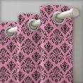 thumbnail image 3 of S4sassy Cotton Duck Flourish Damask Pink Double Panel Eyelet Living Room Door Curtains- 54x84 Inches, 3 of 5
