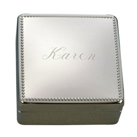 - Personalized Monogrammed Beaded Jewelry Box, Nickel Plated