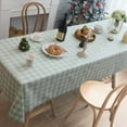 thumbnail image 3 of Sterakm Checkered Tablecloth for Rectangle Tables, Gingham Polyester Table Cloth, Wipeable Reusable Hand Washable Tablecloths, Light Green, 87"×55", 3 of 8