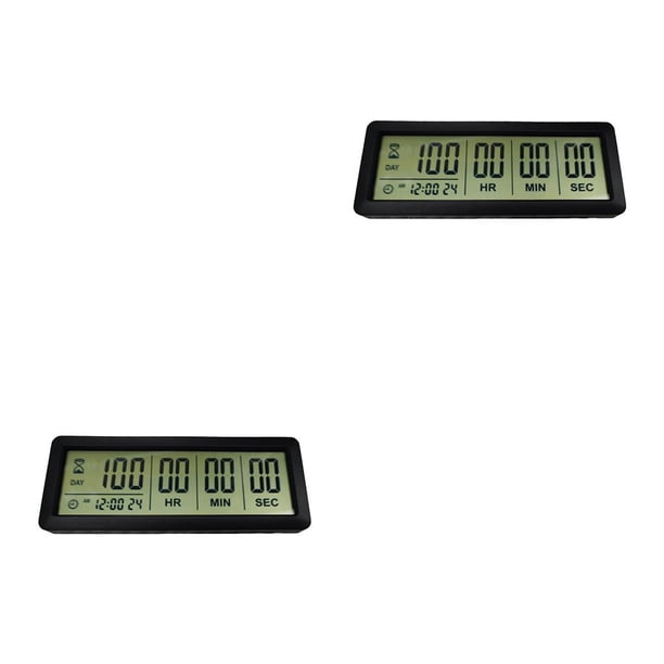 Cateissary 999 Days Timer Timer Clock LCD for Examination Wedding Lab Tools 2piezas Negro