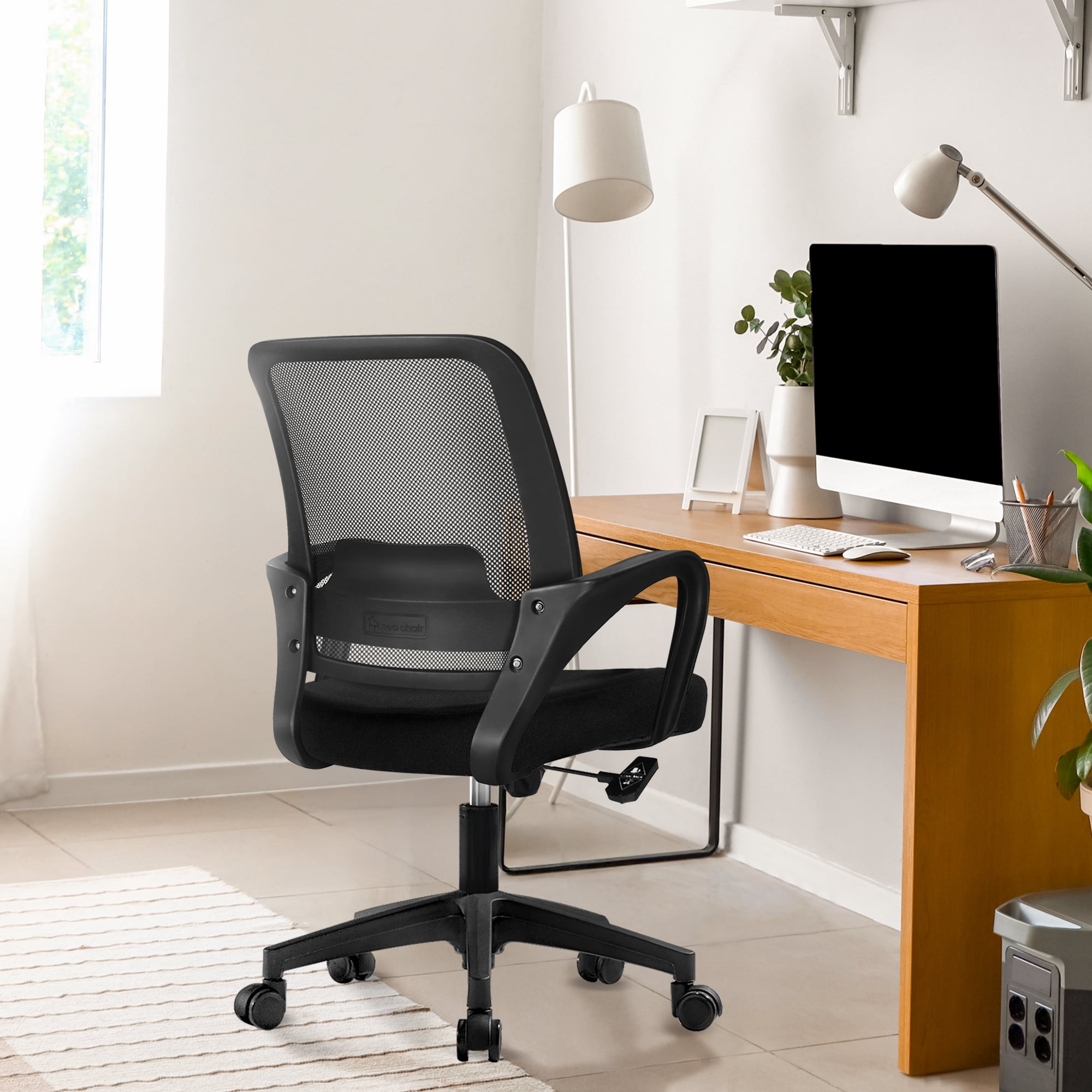 CELTOSS Ergonomic Home Office Chair, Mid Back Lumbar Support Desk Chair, Adjustable Height with Armrests for Adults, Black