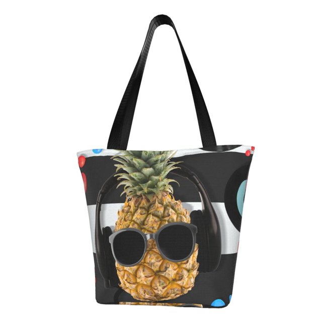 Balery Pineapple With Black Glasses Bolsa de Hombro con Diseño, Bolsa Grande y Duradera, Bolsa Versátil para Compras